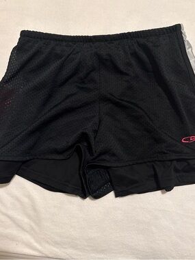 Champion Black Athletic Mesh Girls Shorts with Pink Logo